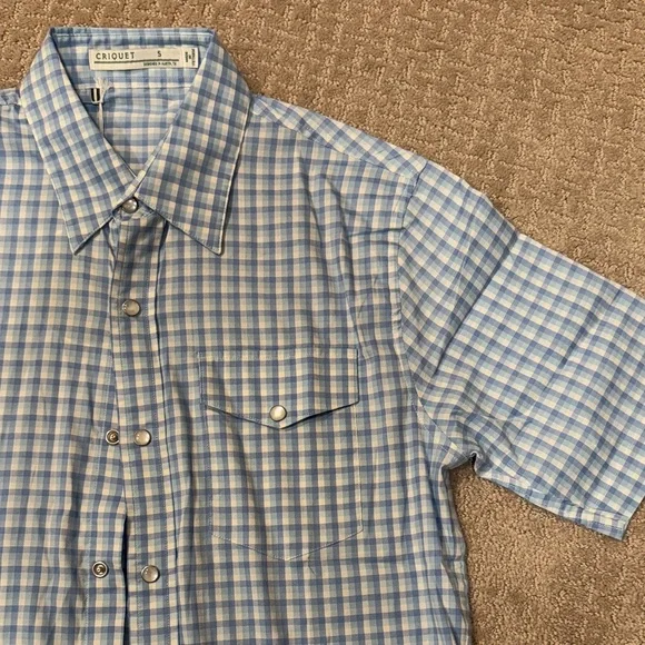 3 for $33 Criquet Light Blue Checkered Men's Shirt - Picture 2 of 4
